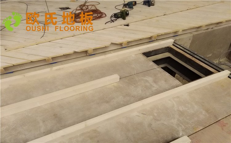 河北廊坊益田同文學校舞臺木地板項目-歐氏實木運動地板